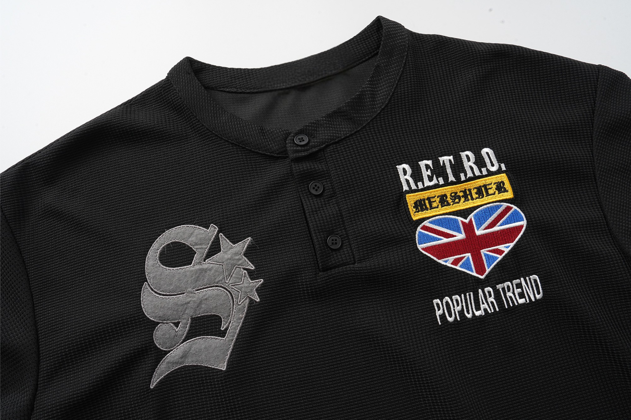3-6-5.shop Retro Henley Long Sleeve Tee