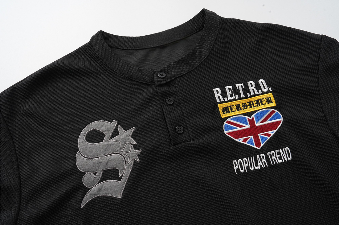 3-6-5.shop Retro Henley Long Sleeve Tee