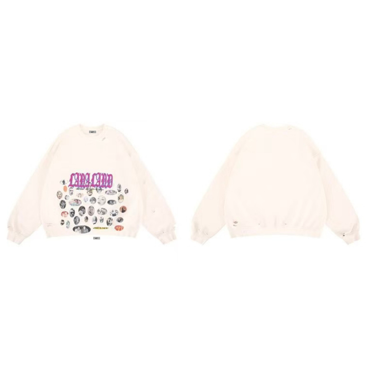3-6-5.shop Retro Faces Graphic Sweatshirt