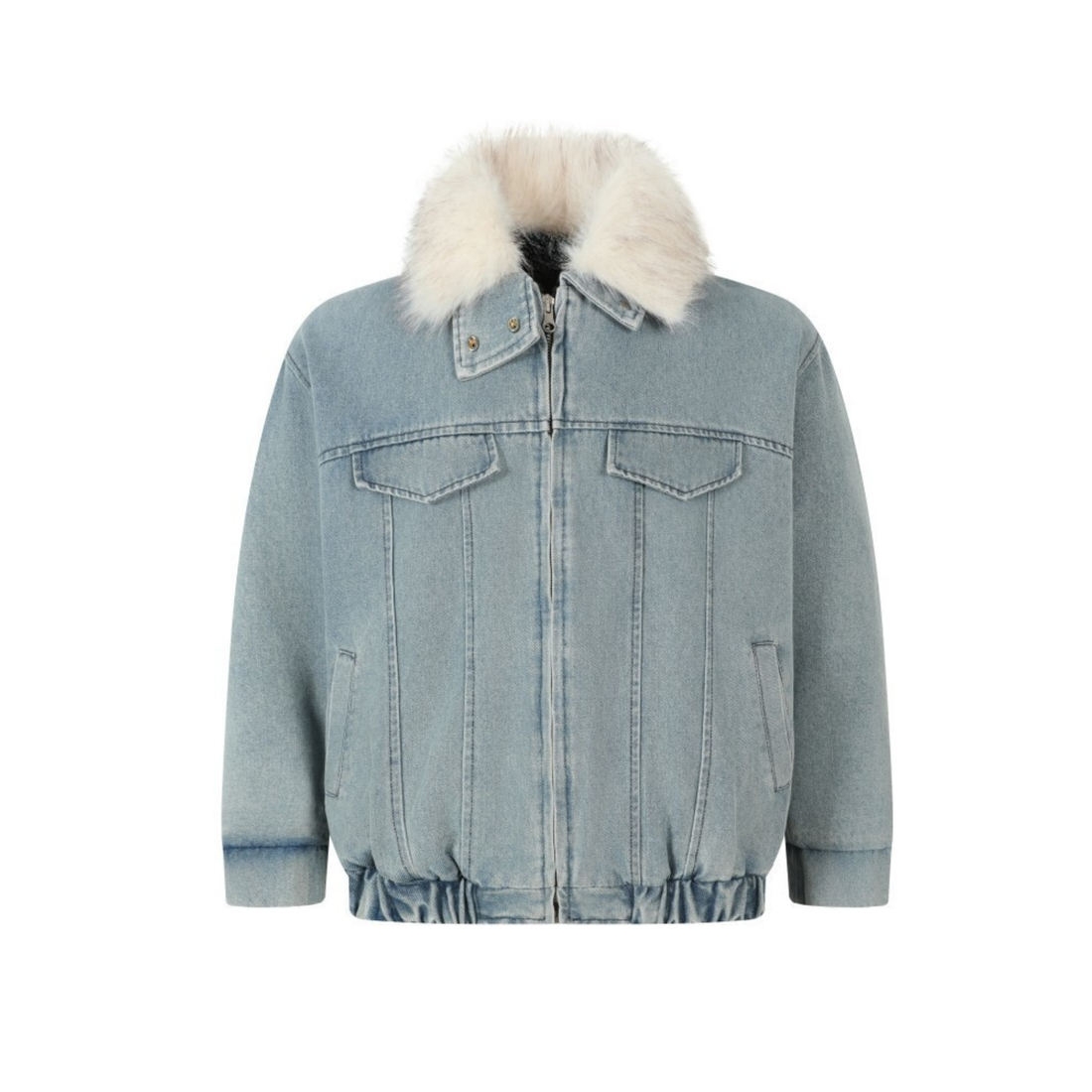 3-6-5.shop Faux Fur Collar Denim Jacket
