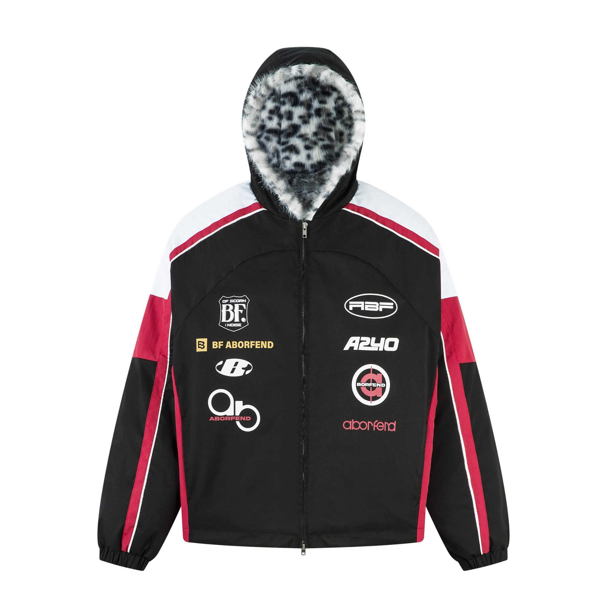 3-6-5.shop Racing Patch Faux Fur Hood Jacket