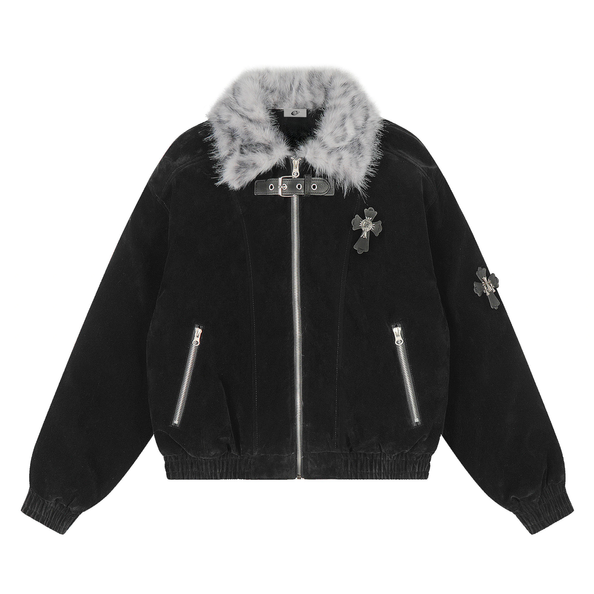 3-6-5.shop Faux Fur Collar Suede-Texture Jacket