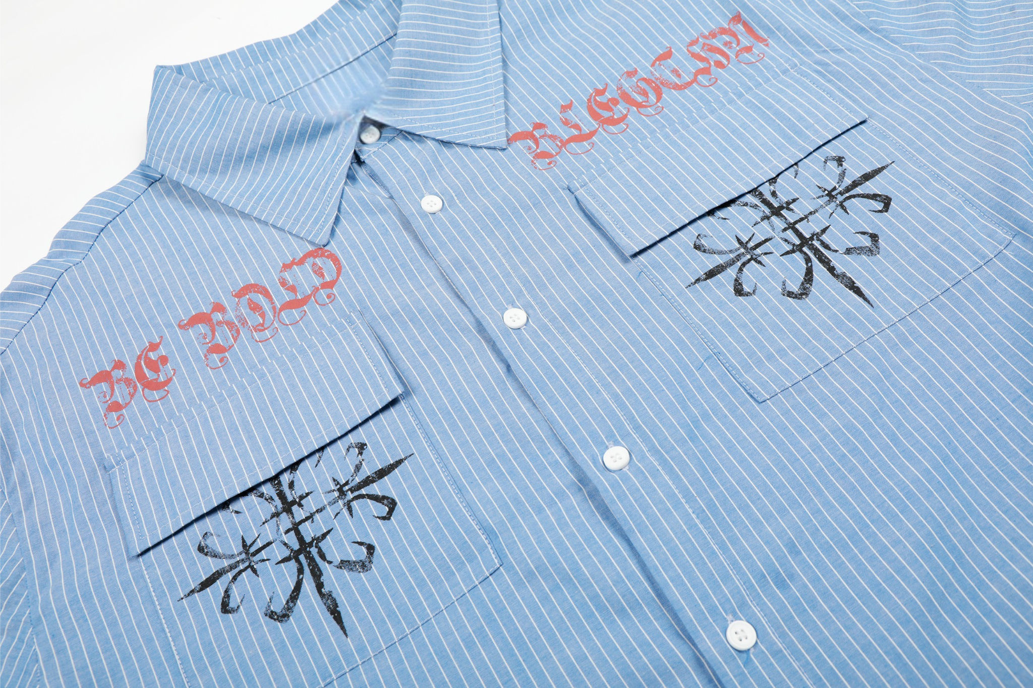 3-6-5.shop Striped Graphic Button-Up Shirt