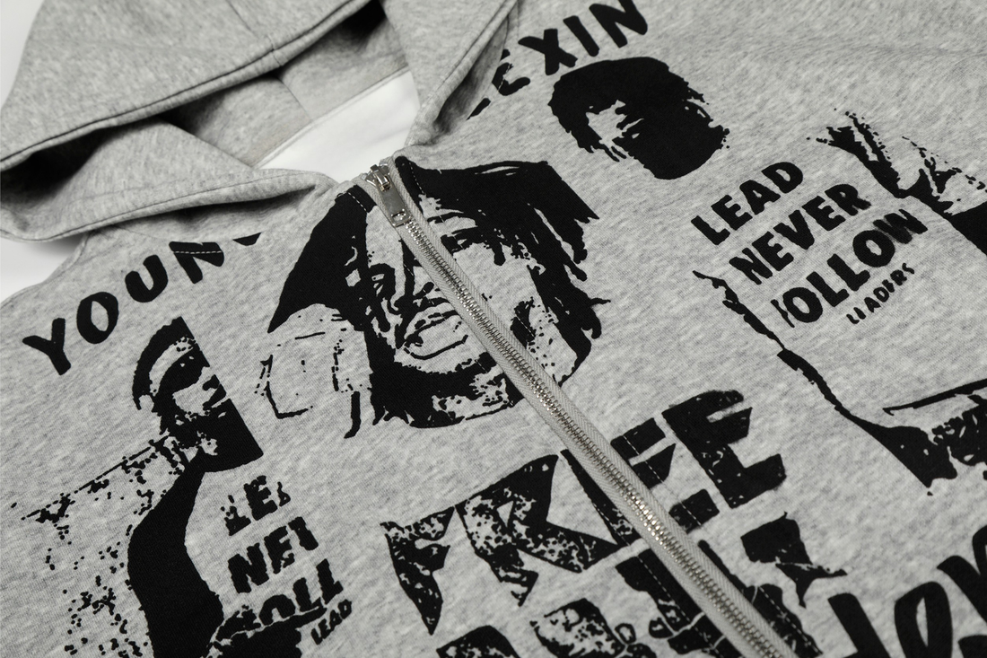 3-6-5.shop Street Manifesto Graphic Zip Hoodie