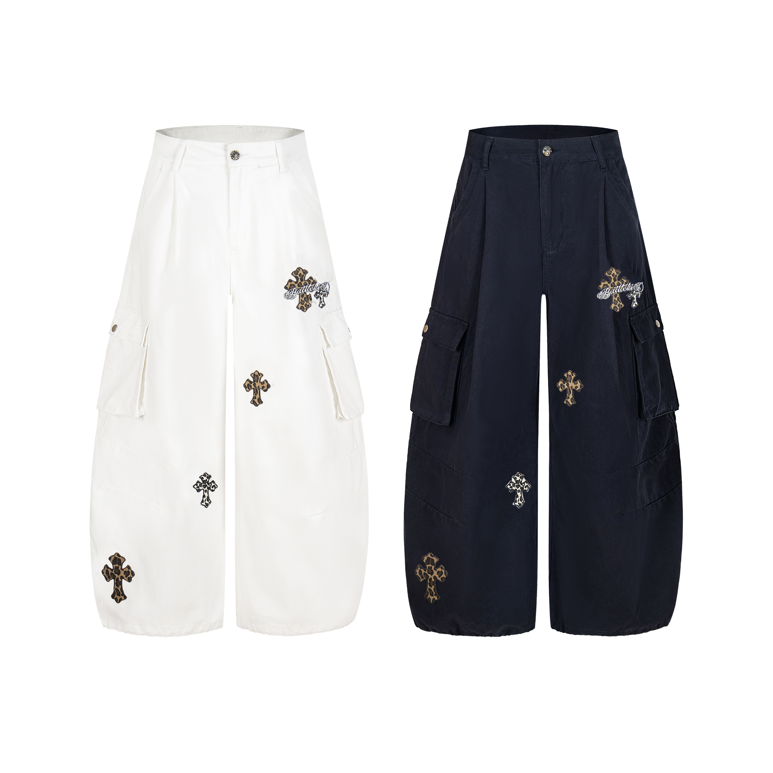 3-6-5.shop Cross Embroidered Cargo Pants