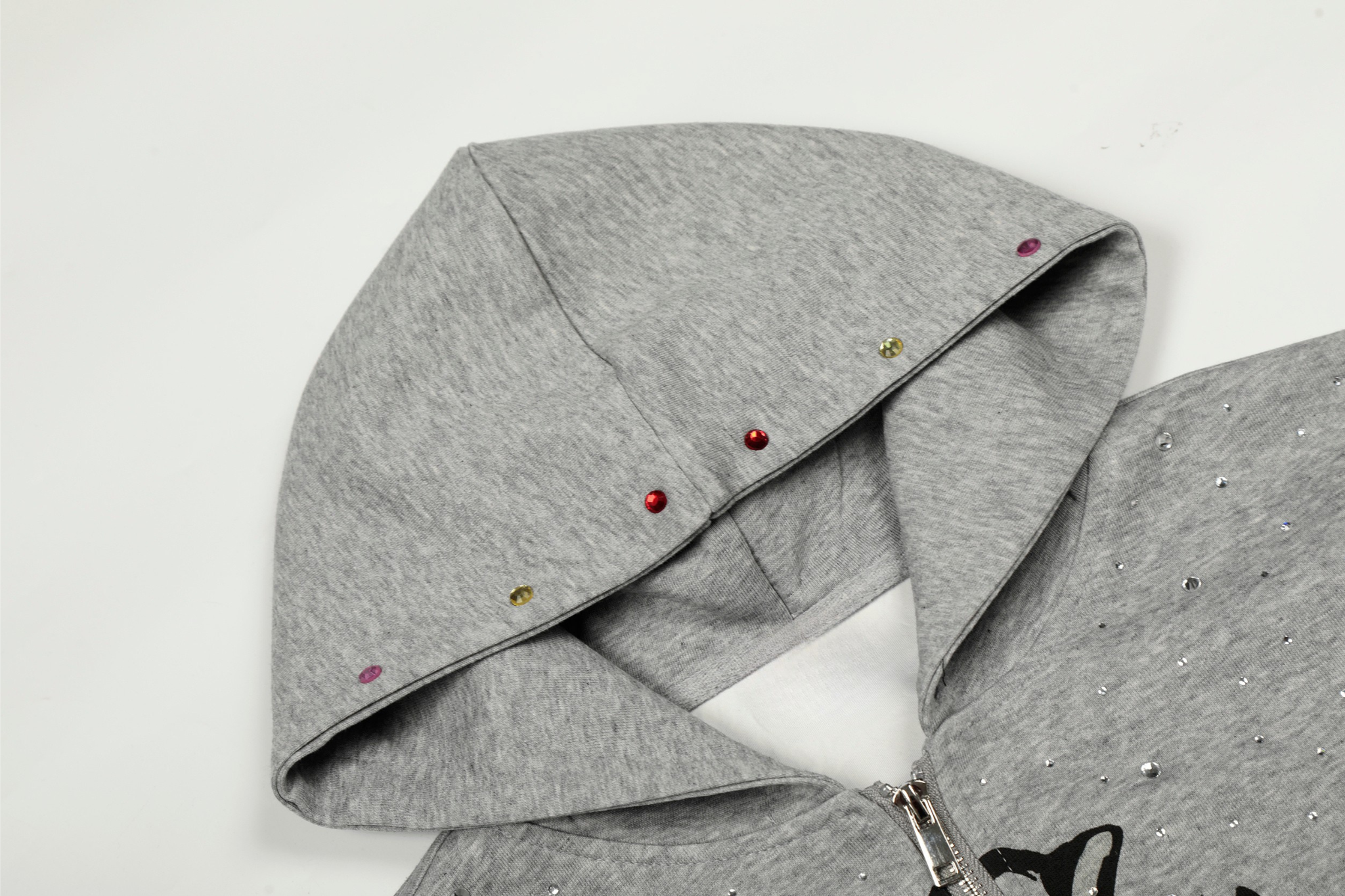 3-6-5.shop Rhinestone Cross Zip Hoodie