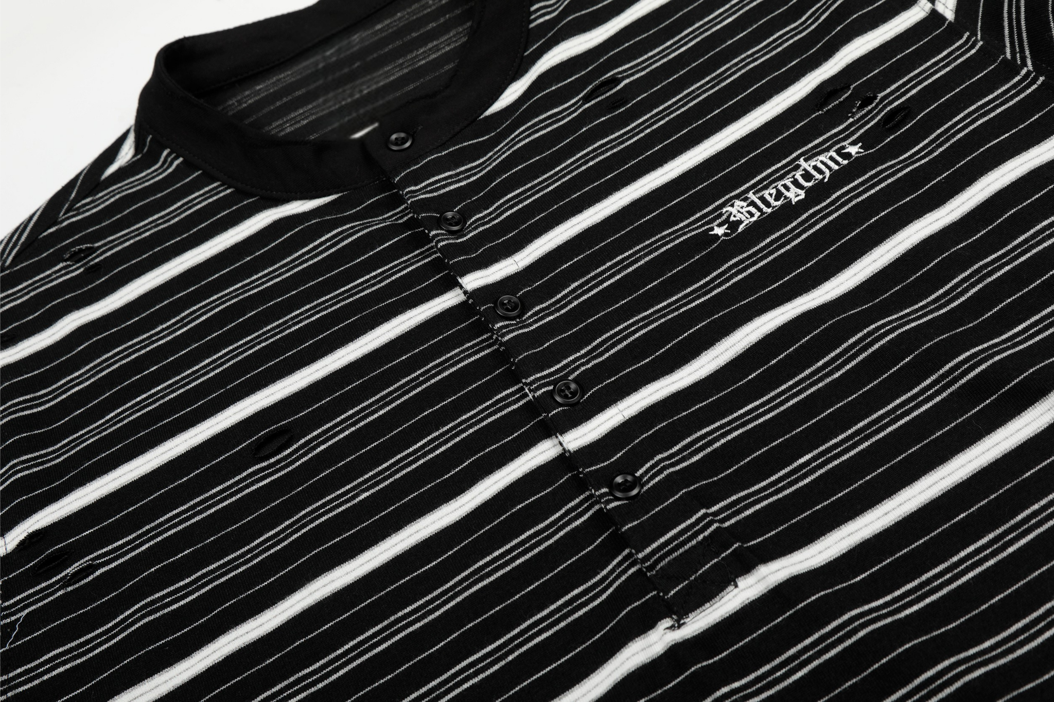 3-6-5.shop Striped Henley Long Sleeve Tee