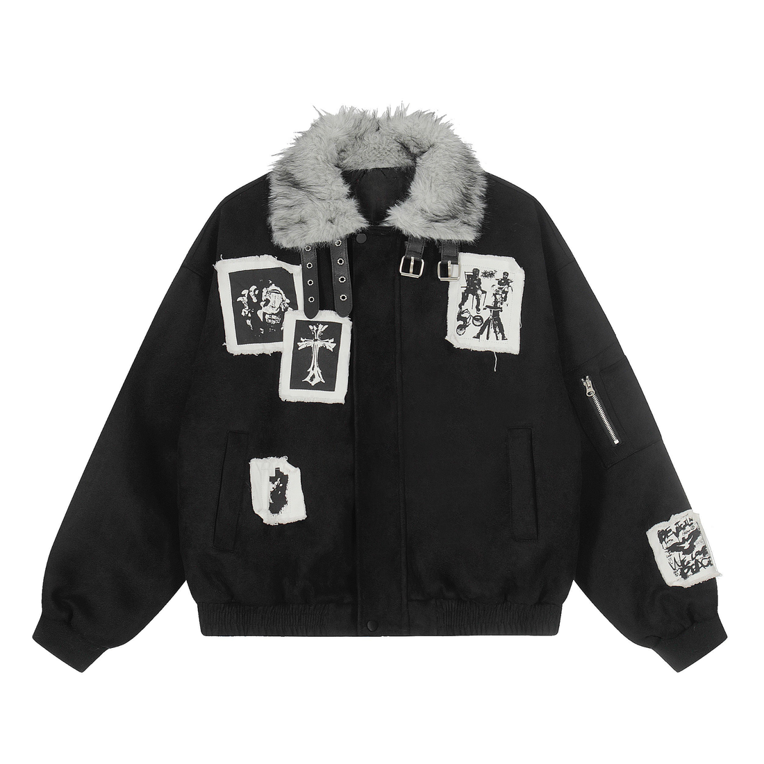 3-6-5.shop Patchwork Fur-Lined Jacket