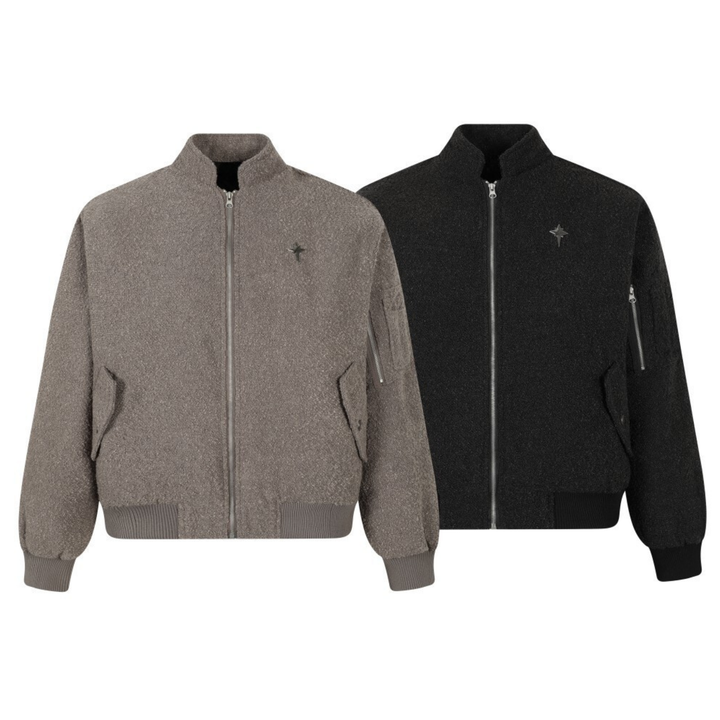 3-6-5.shop Textured Star Bomber Jacket