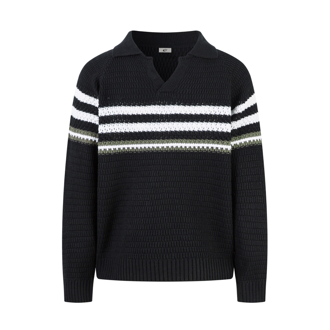 3-6-5.shop Striped Knit Polo Sweater