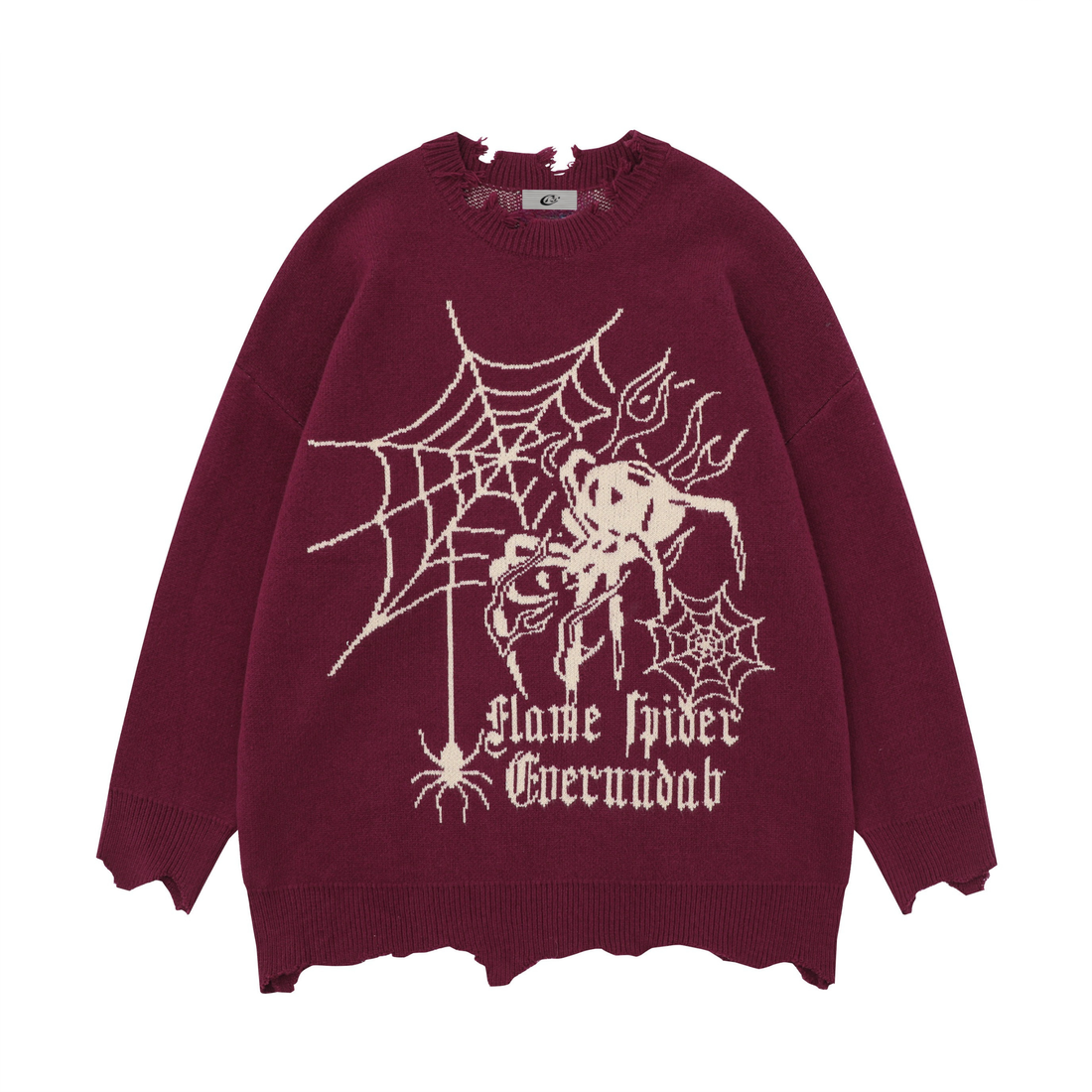 3-6-5.shop Flame Spider Distressed Knit Sweater
