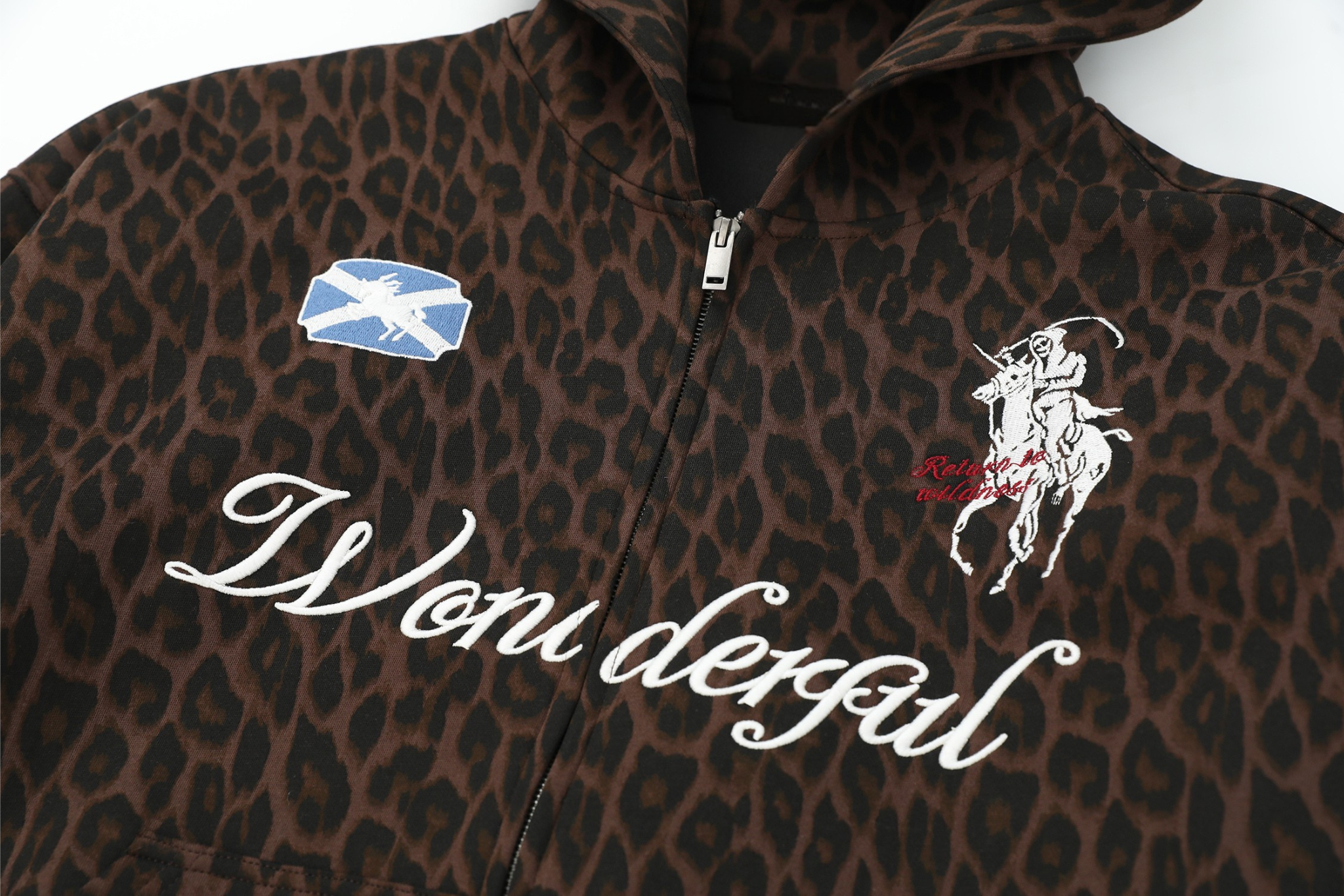 3-6-5.shop Leopard Crest Zip Hoodie