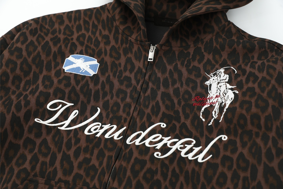 3-6-5.shop Leopard Crest Zip Hoodie