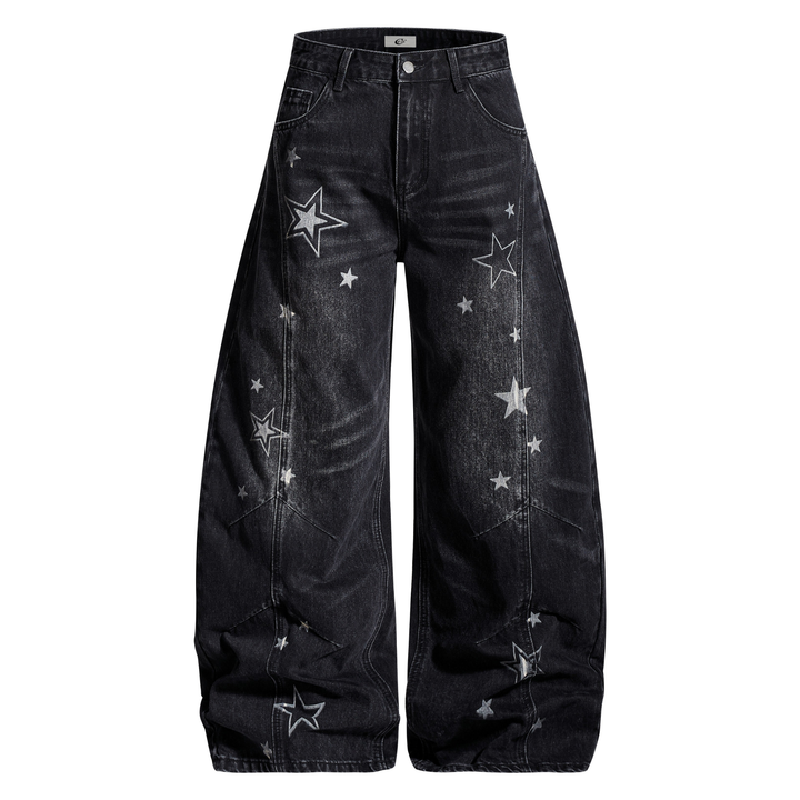 3-6-5.shop Star Washed Barrel Jeans