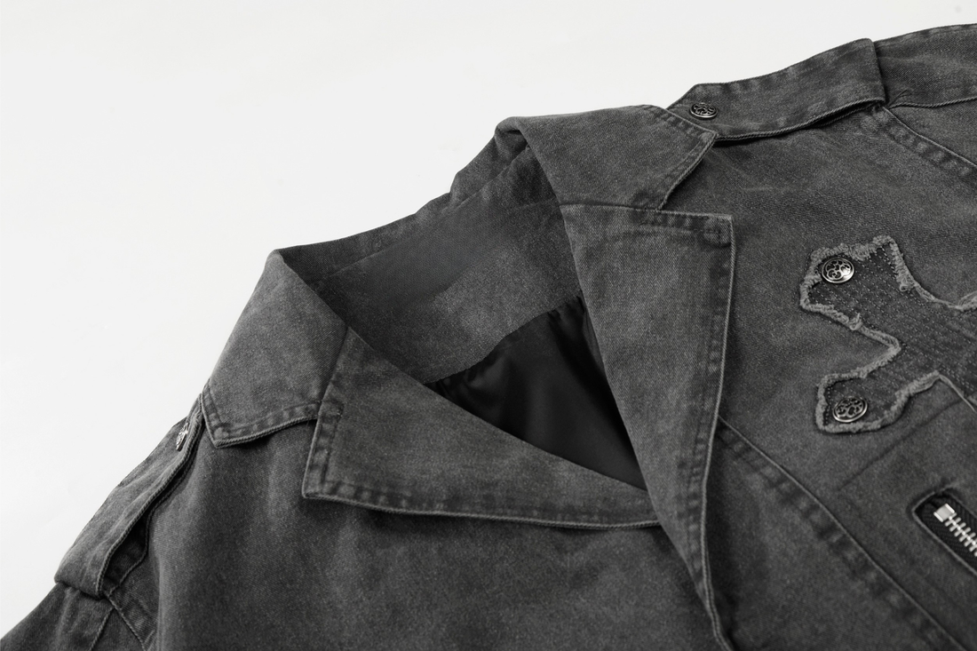 3-6-5.shop Vintage Cross Detail Jacket