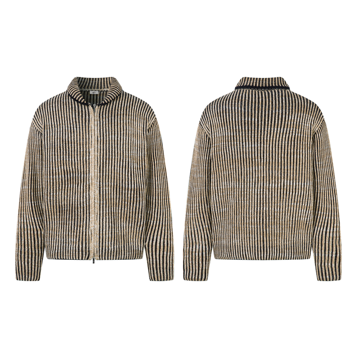3-6-5.shop Striped Textured Zip Jacket