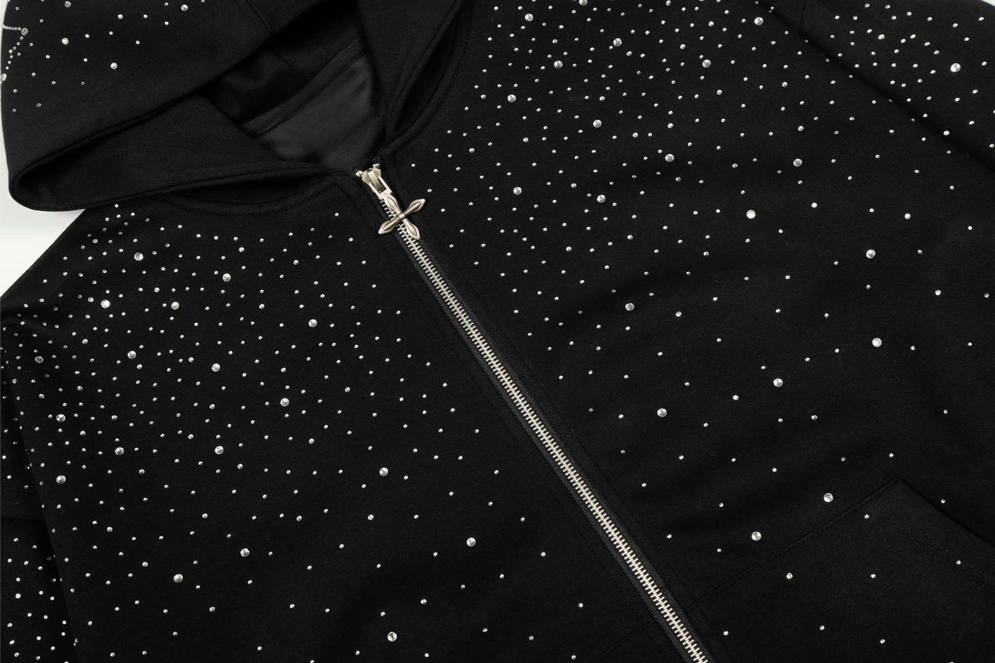 3-6-5.shop All-Over Rhinestone Zip Hoodie