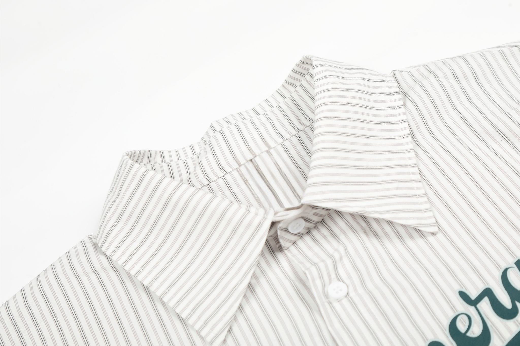 3-6-5.shop Striped Logo Button-Up Shirt