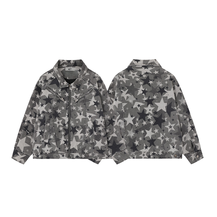 3-6-5.shop Star Pattern Denim Jacket