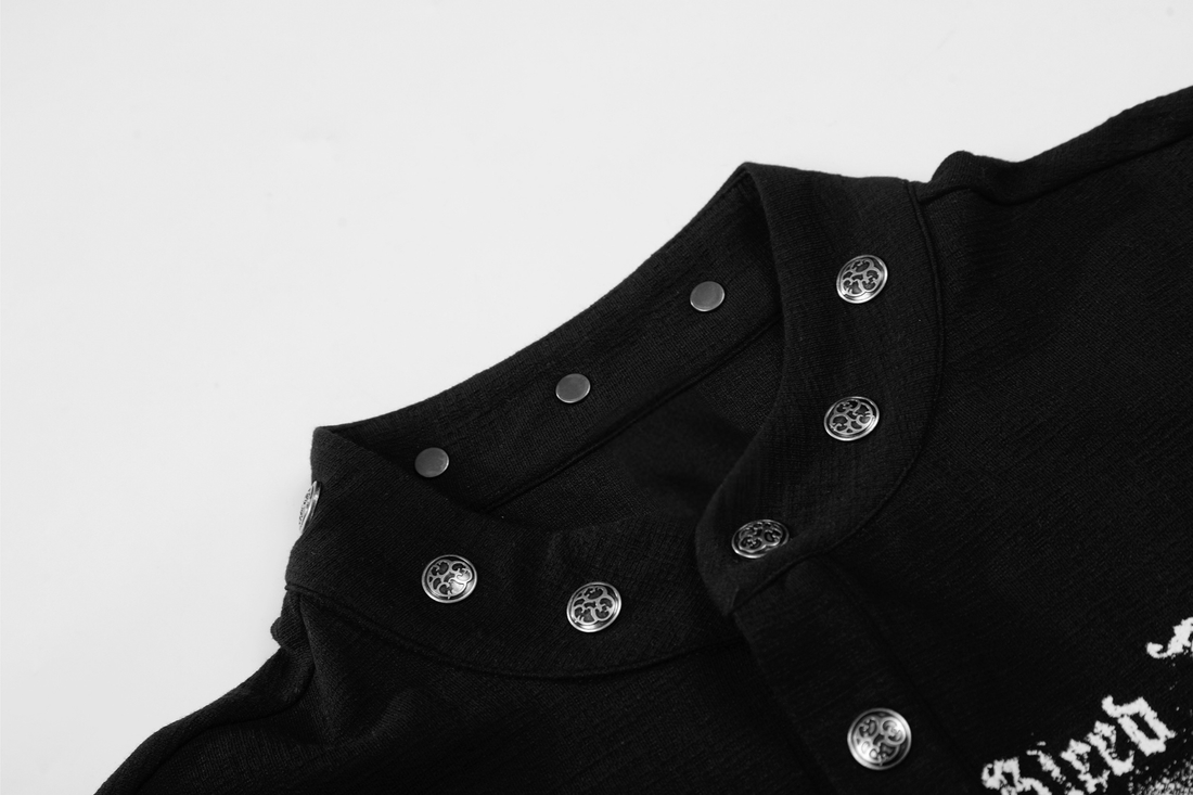 3-6-5.shop Graphic Long Sleeve Henley Shirt