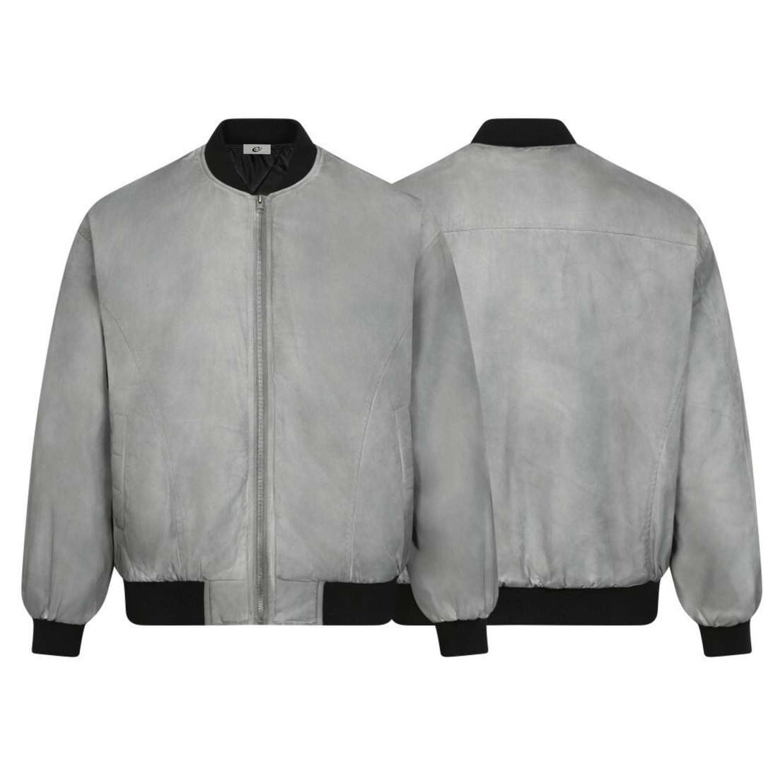 3-6-5.shop Washed Grey Bomber Jacket
