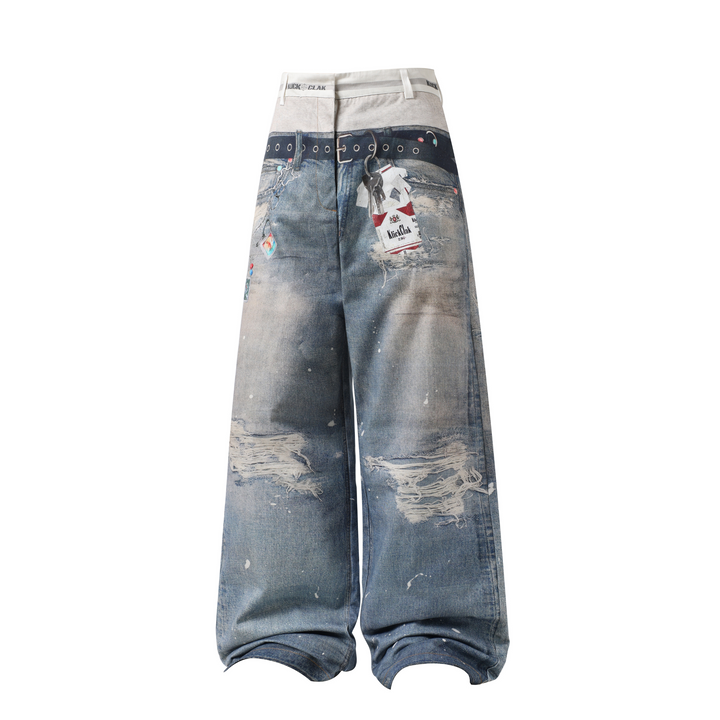 3-6-5.shop Vintage Patchwork Barrel Jeans