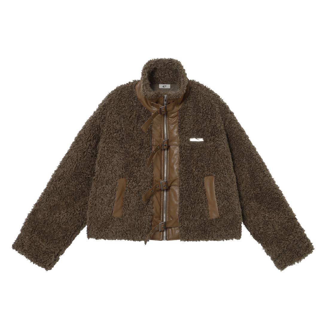 3-6-5.shop Faux Leather Patchwork Sherpa Jacket  Omirad
