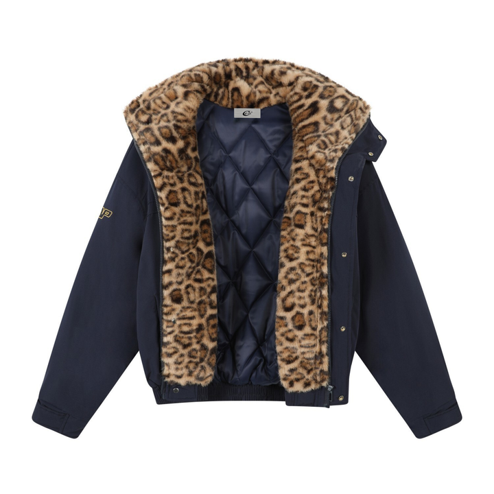 3-6-5.shop Leopard-Lined Military Bomber Jacket