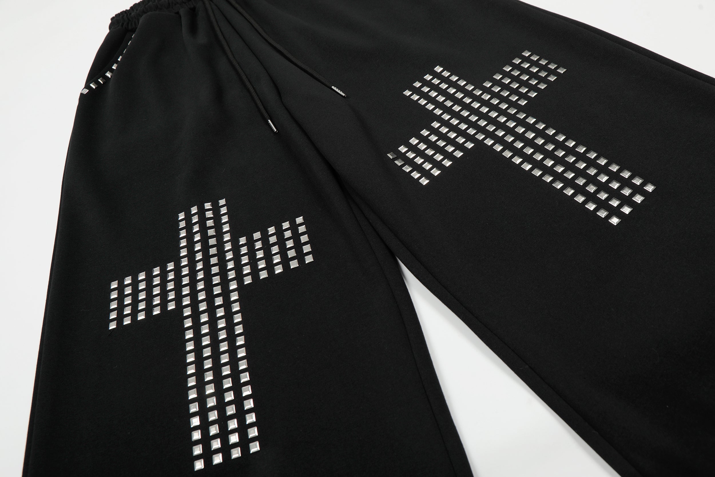 3-6-5.shop Studded Cross Wide-Leg Sweatpants