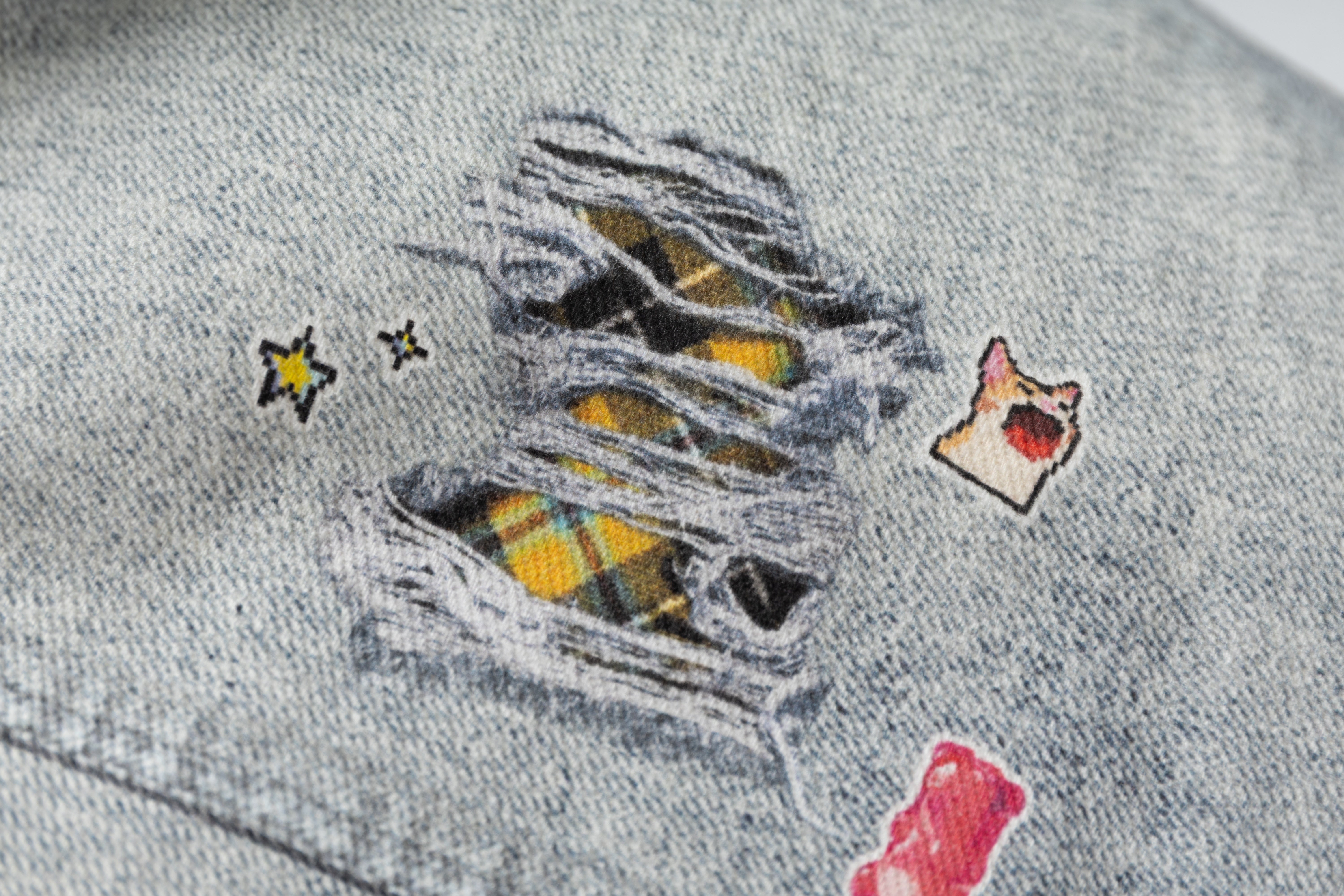 3-6-5.shop Patchwork Distressed Denim Puffer Jacket