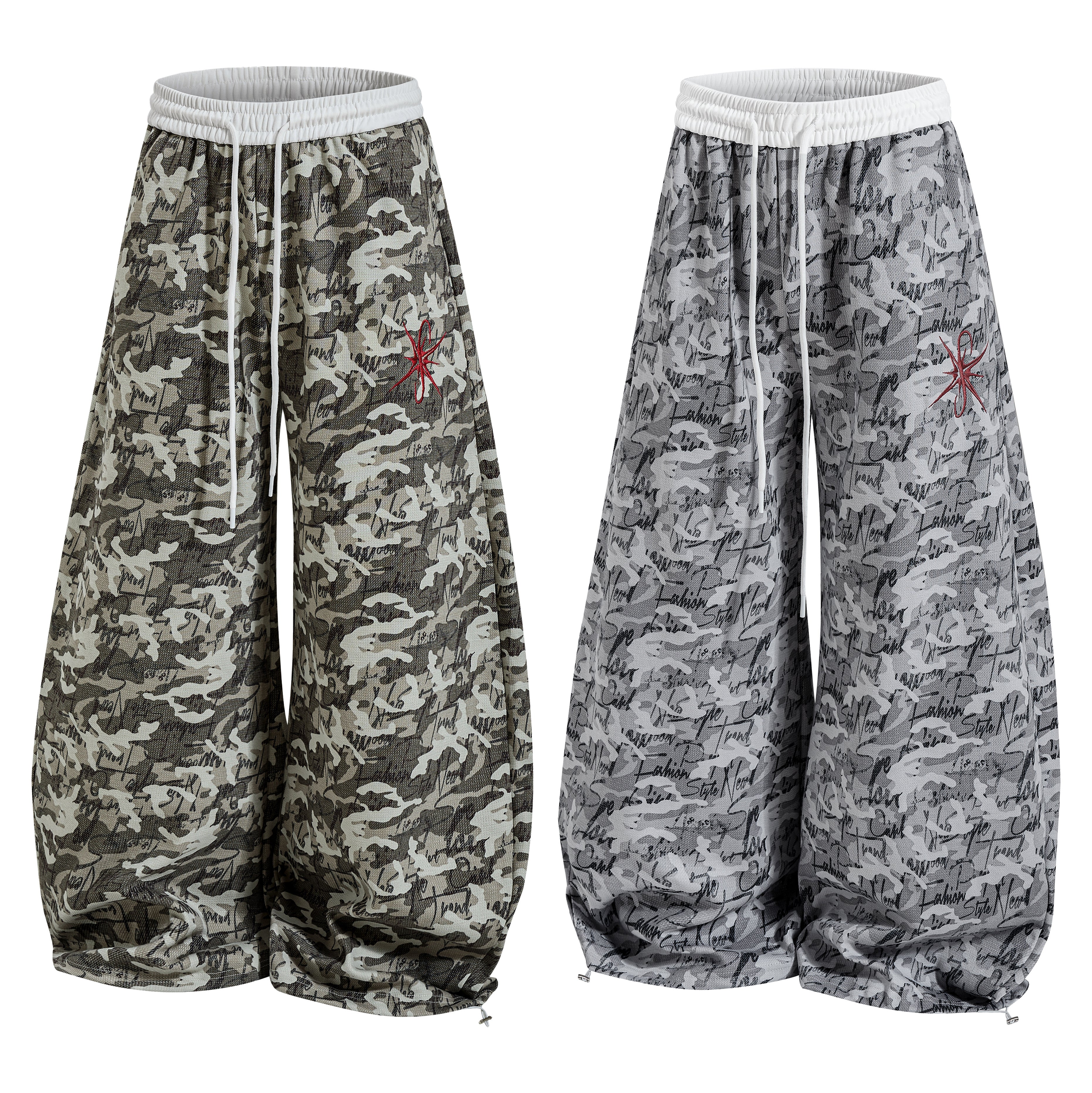 3-6-5.shop Camo Script Wide-Leg Pants