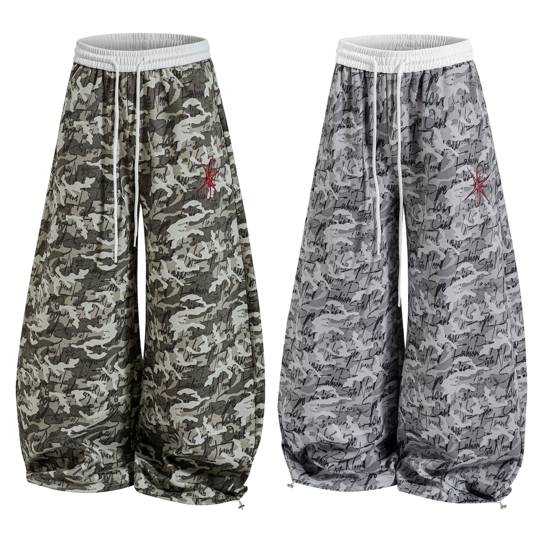3-6-5.shop Camo Script Wide-Leg Pants