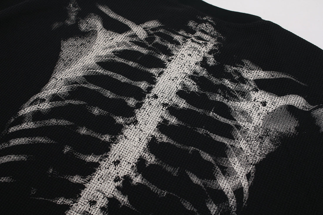 3-6-5.shop Skeleton Print Long Sleeve Tee
