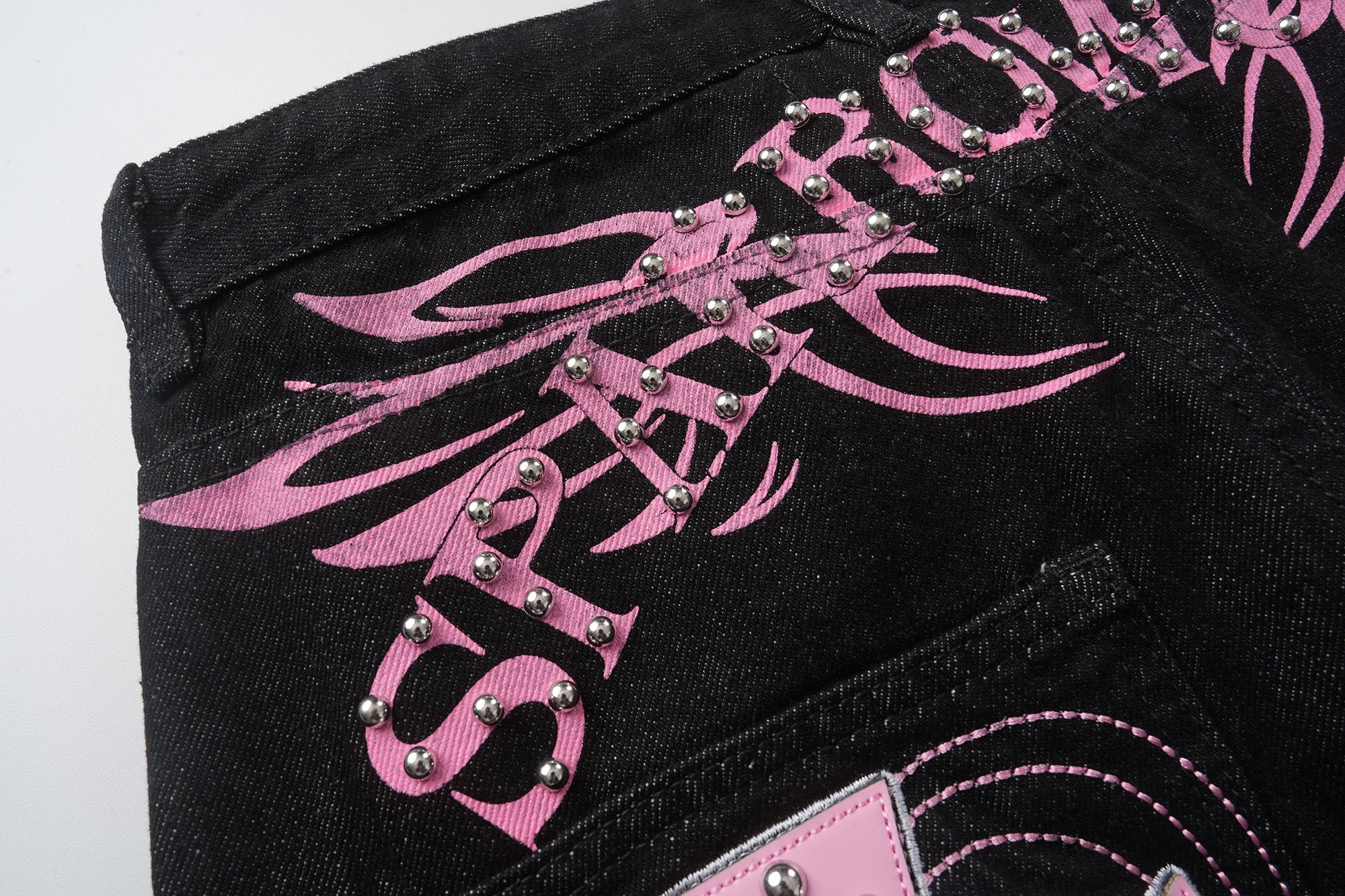 3-6-5.shop Cross Pocket Graphic Wide-Leg Jeans