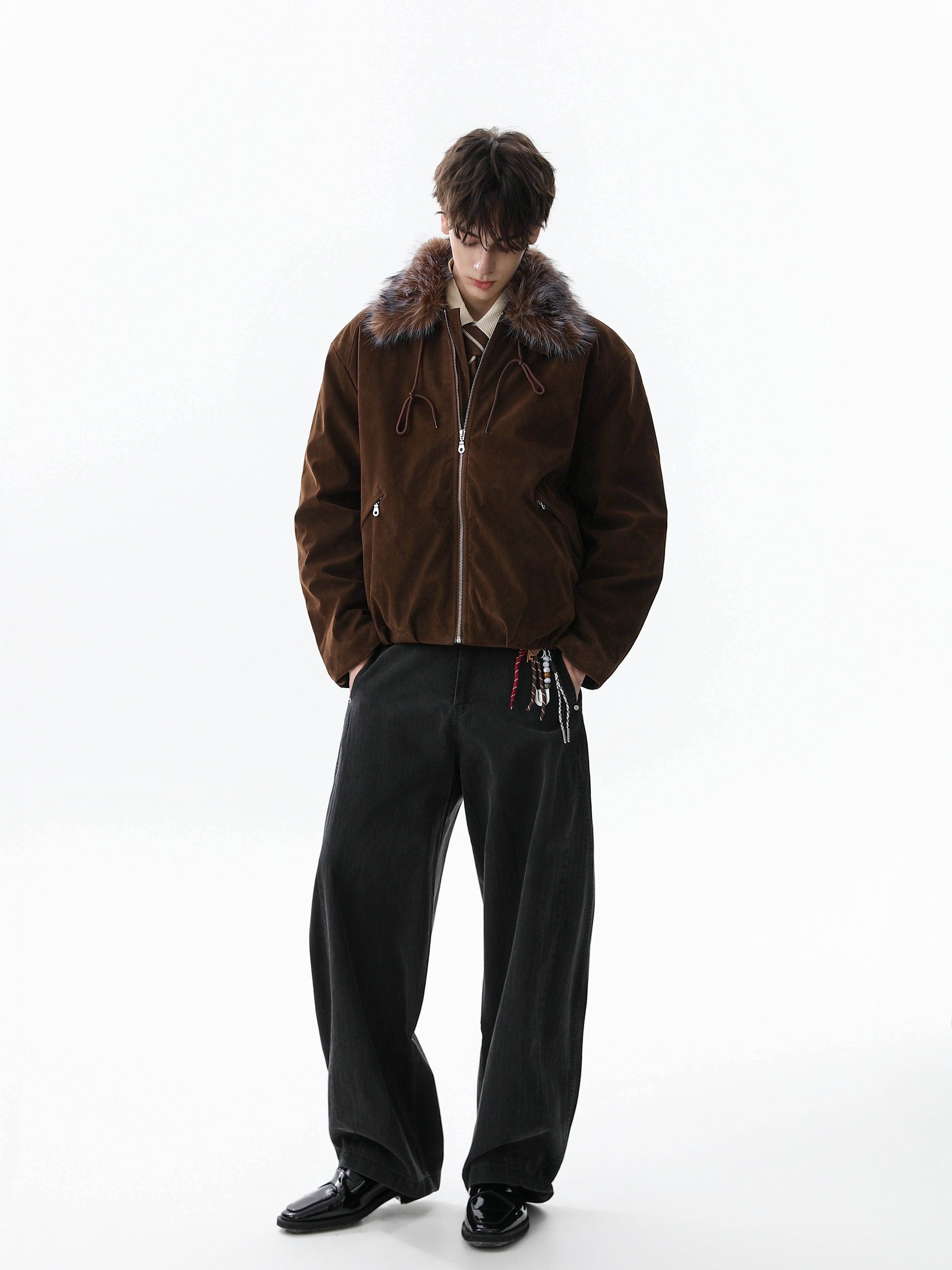 3-6-5.shop Faux Fur Collar Velvet Jacket