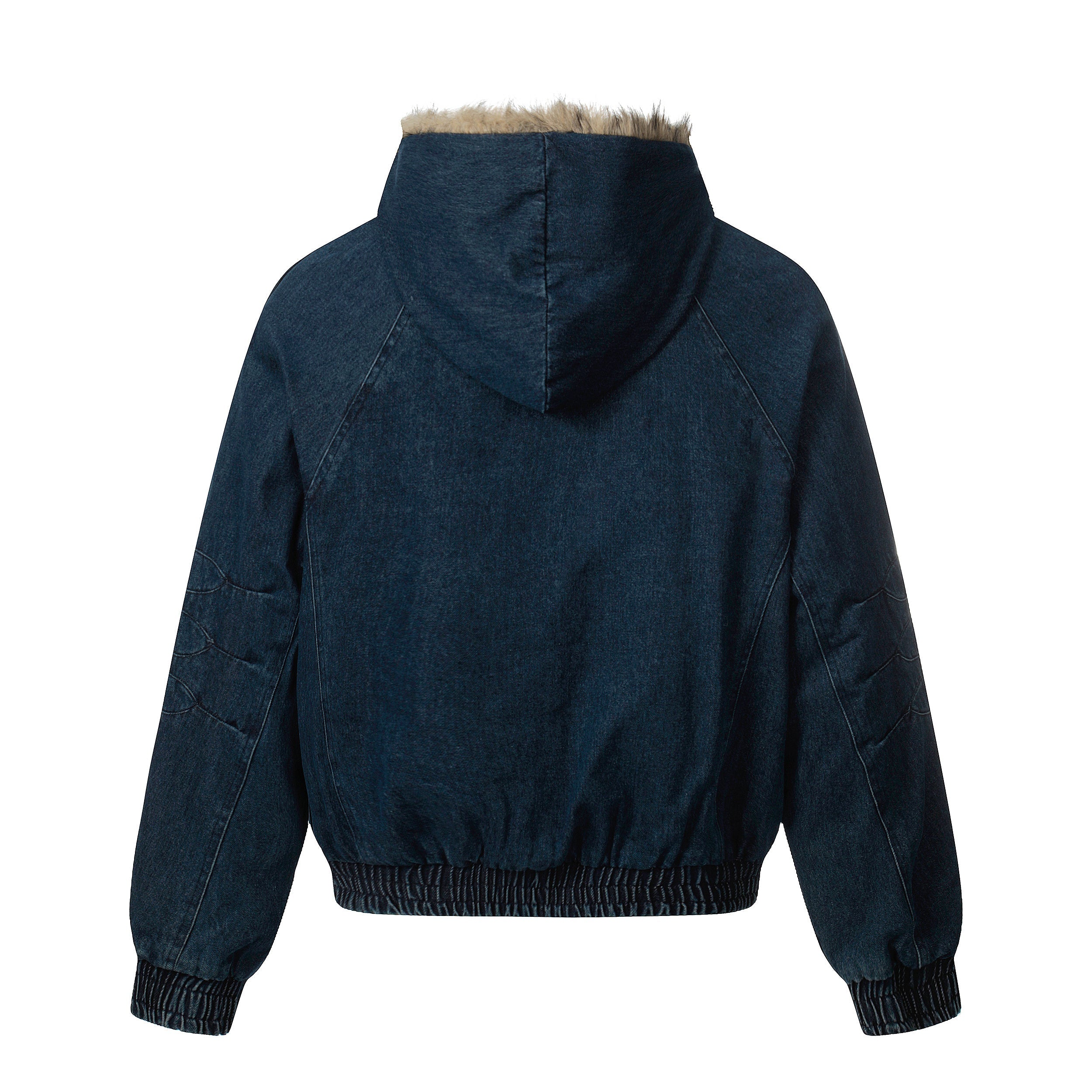 3-6-5.shop Detachable Fur-Collar Denim Jacket