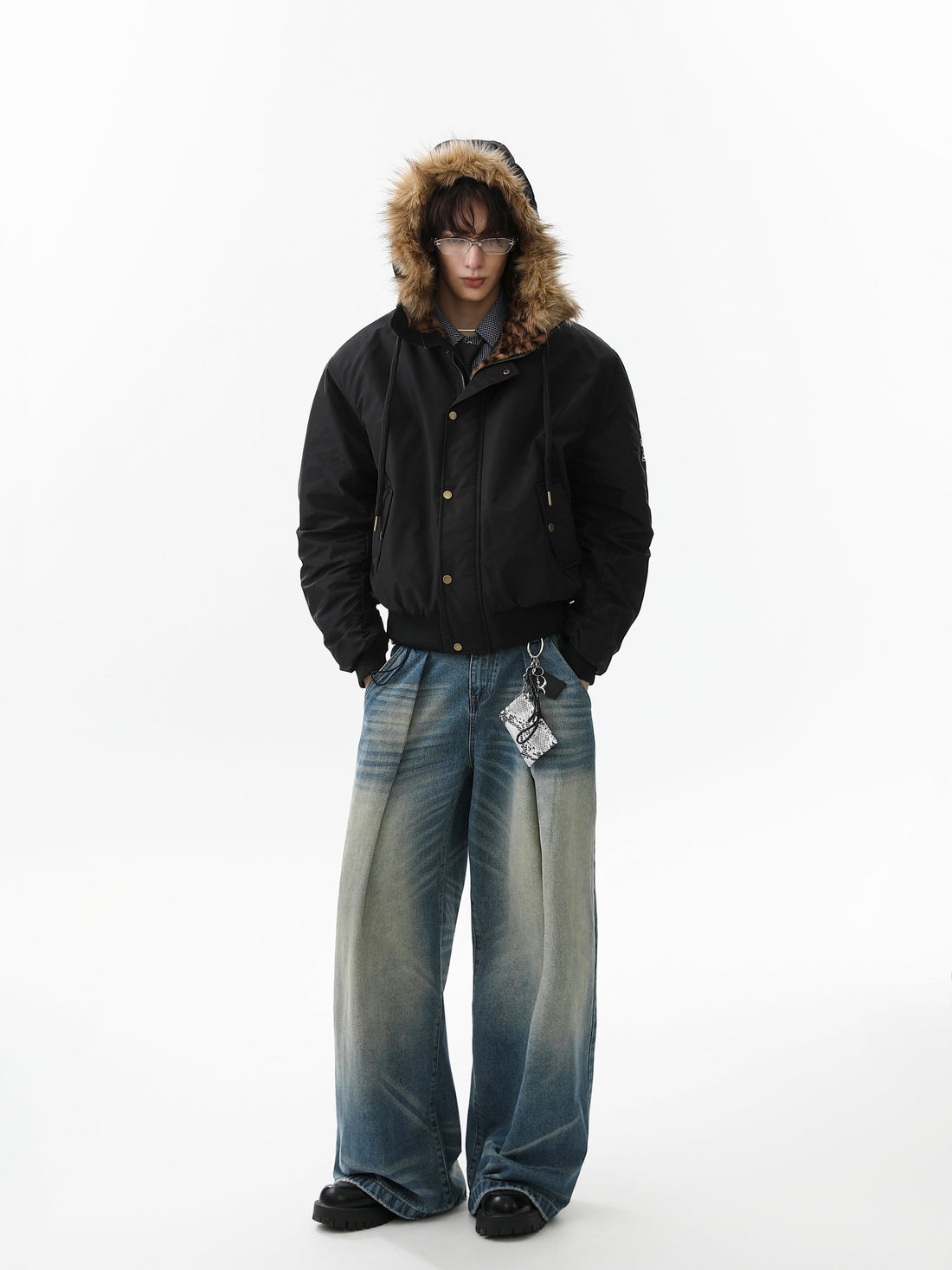 3-6-5.shop Faux-Fur Hooded Bomber Jacket