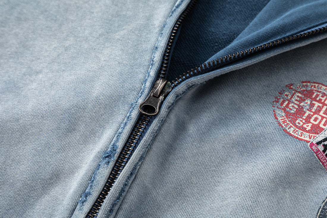 3-6-5.shop Vintage Patch Zip-Up Hoodie