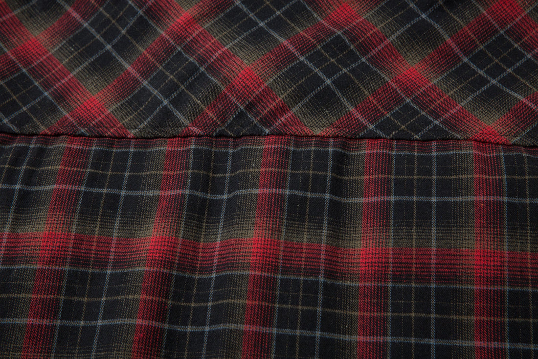 3-6-5.shop Plaid Faux-Leather Trim Flannel Shirt Jacket