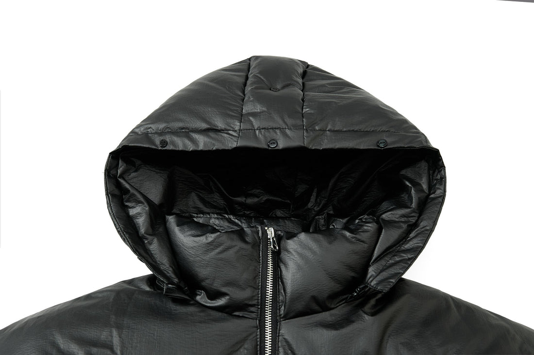 3-6-5.shop Shiny Fur-Trim Embroidered Puffer Jacket