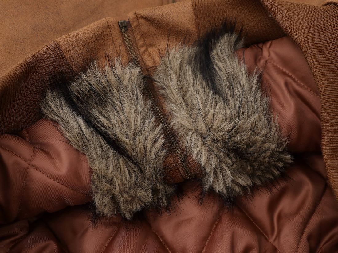 3-6-5.shop Fur-Collar Buckle Jacket