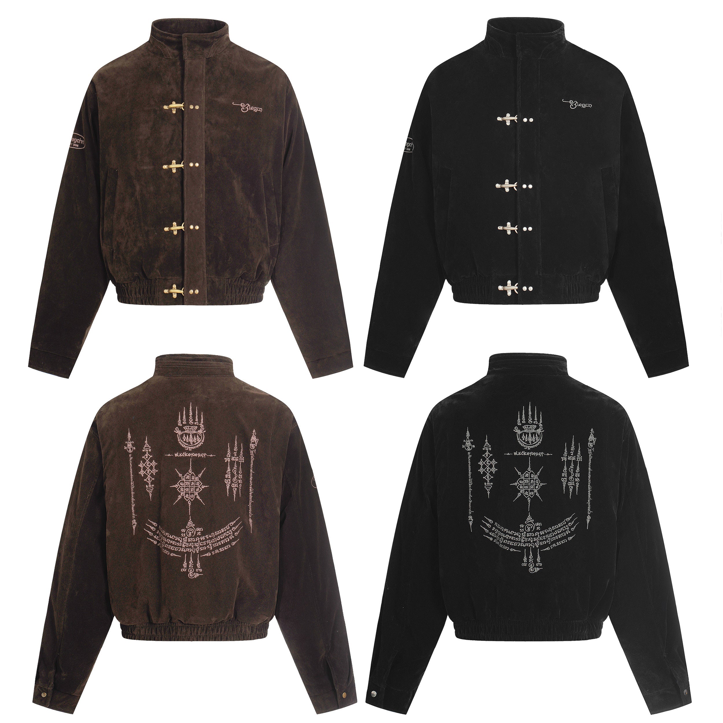 3-6-5.shop Embroidered Suede Metal Clasp Jacket