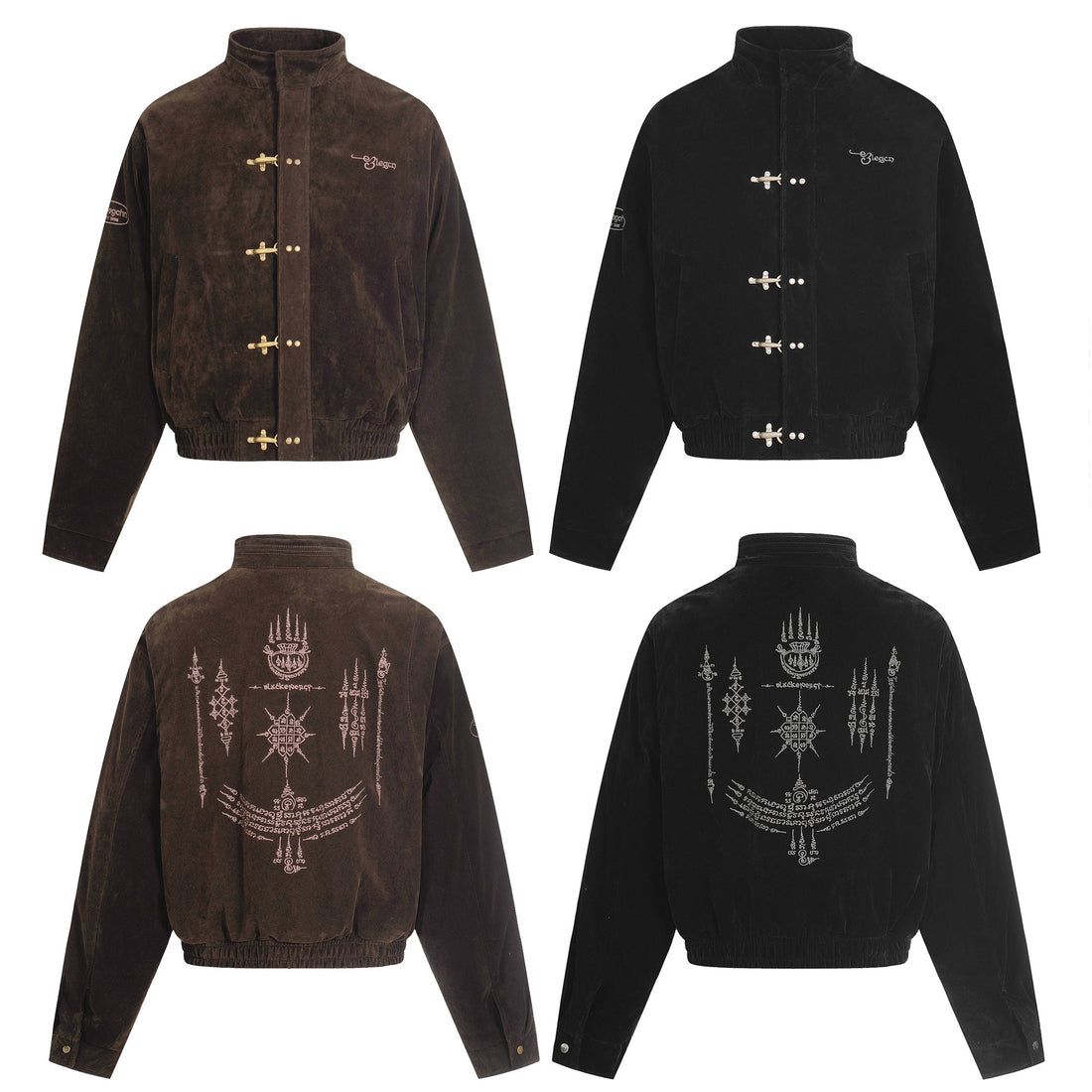 3-6-5.shop Embroidered Suede Metal Clasp Jacket