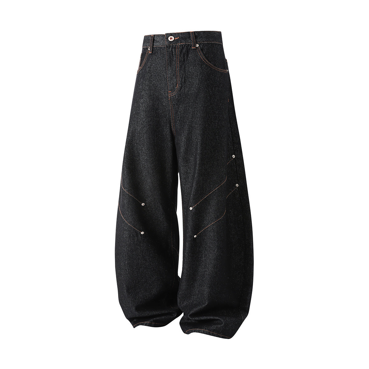 3-6-5.shop Curved Rivet Denim Pants