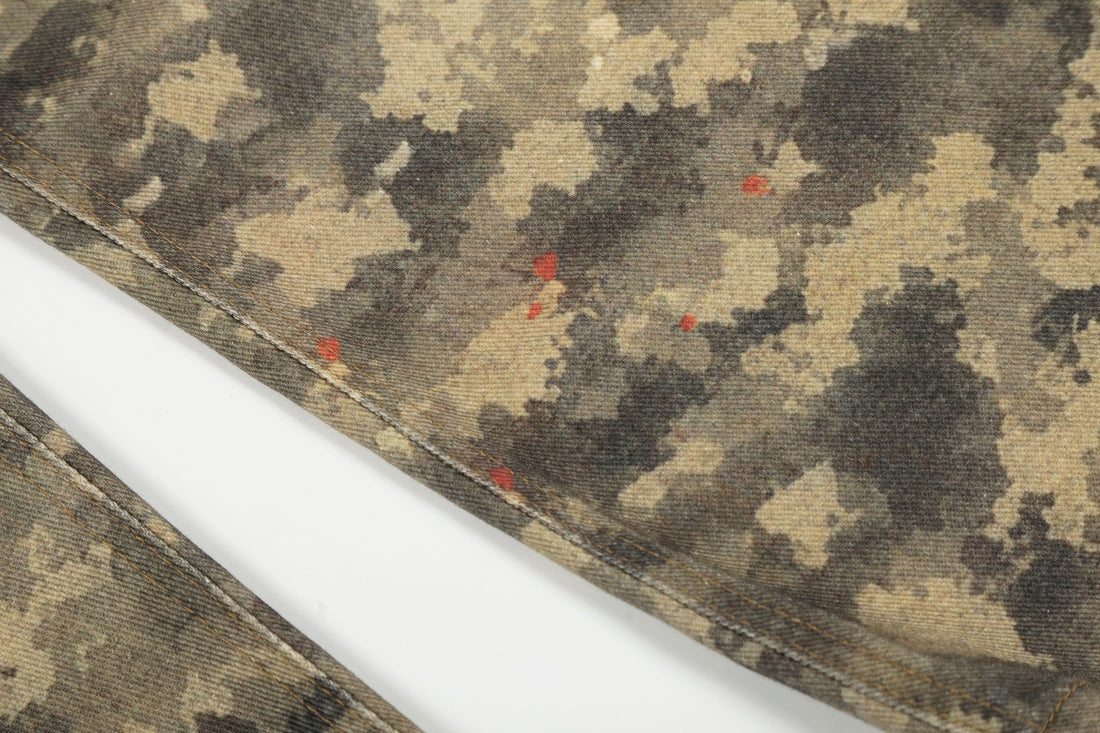 3-6-5.shop Camo Patchwork Wide-Leg Denim Pants