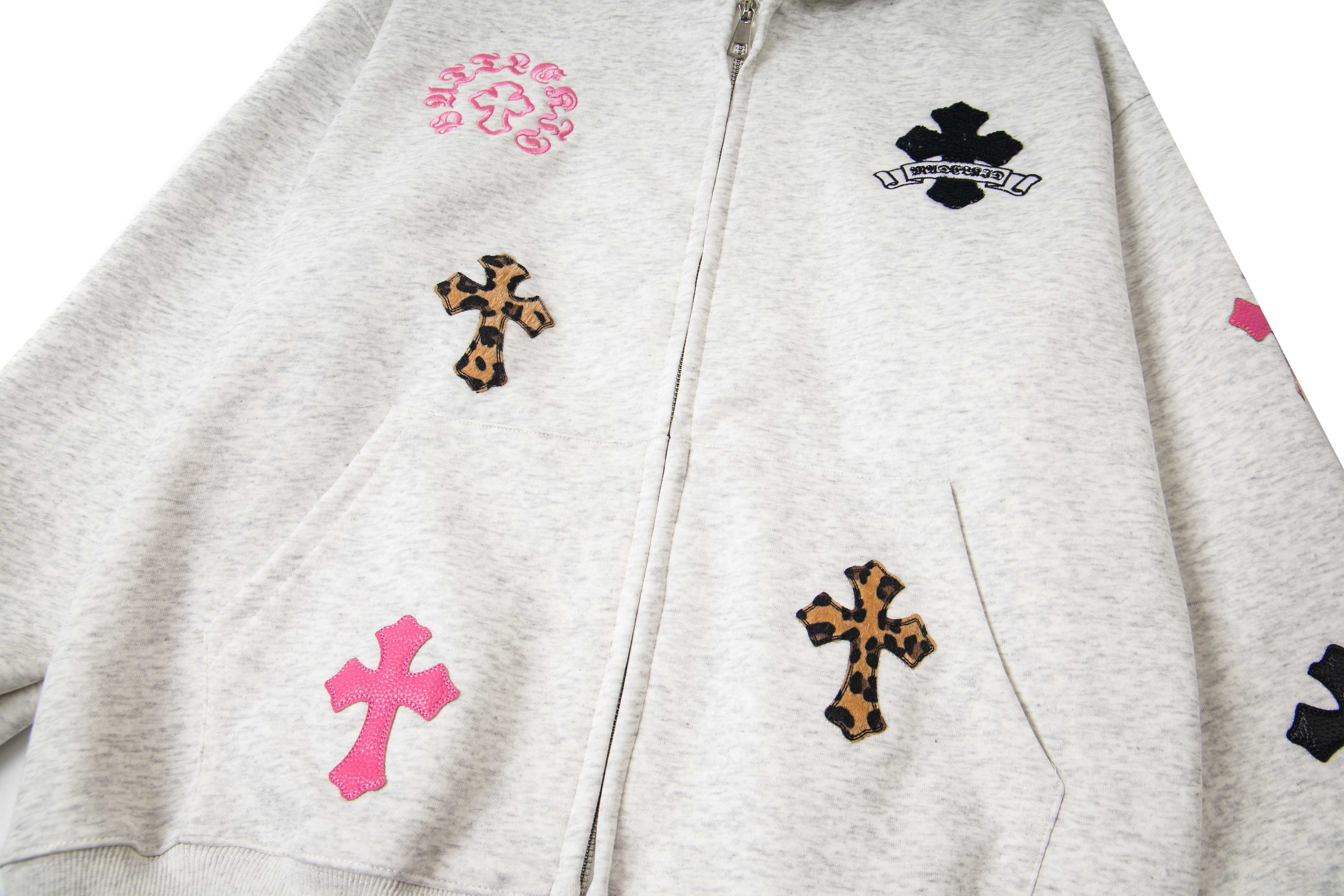 3-6-5.shop Cross Patch Full-Zip Hoodie