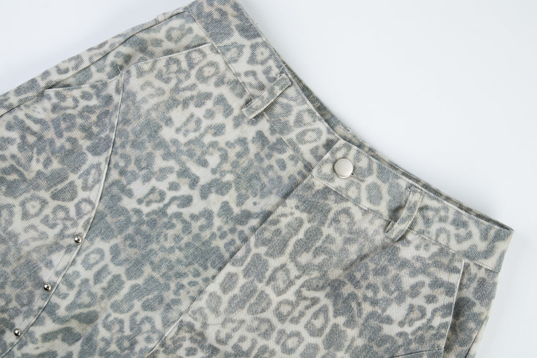 3-6-5.shop Leopard Utility Wide-Leg Pants