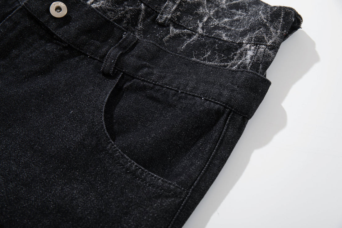 3-6-5.shop Cracked Panel Wide-Leg Pants