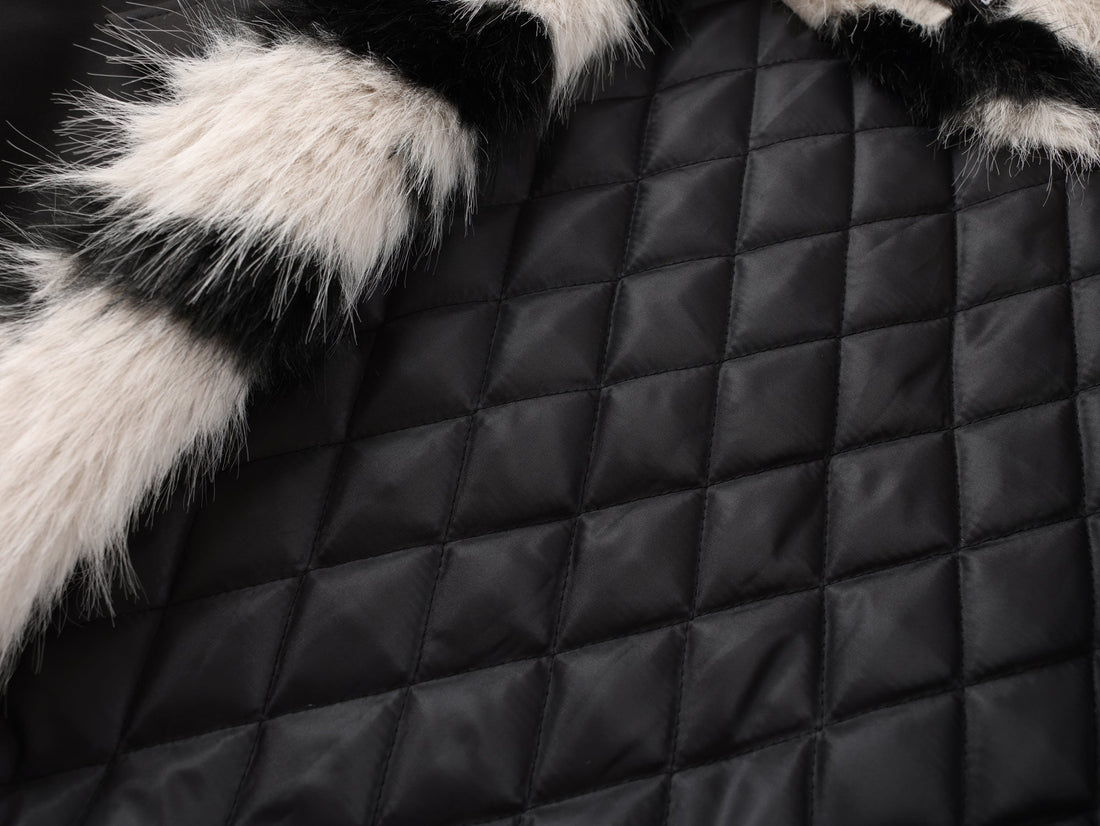 3-6-5.shop Zebra Fur-Lined Bomber Jacket