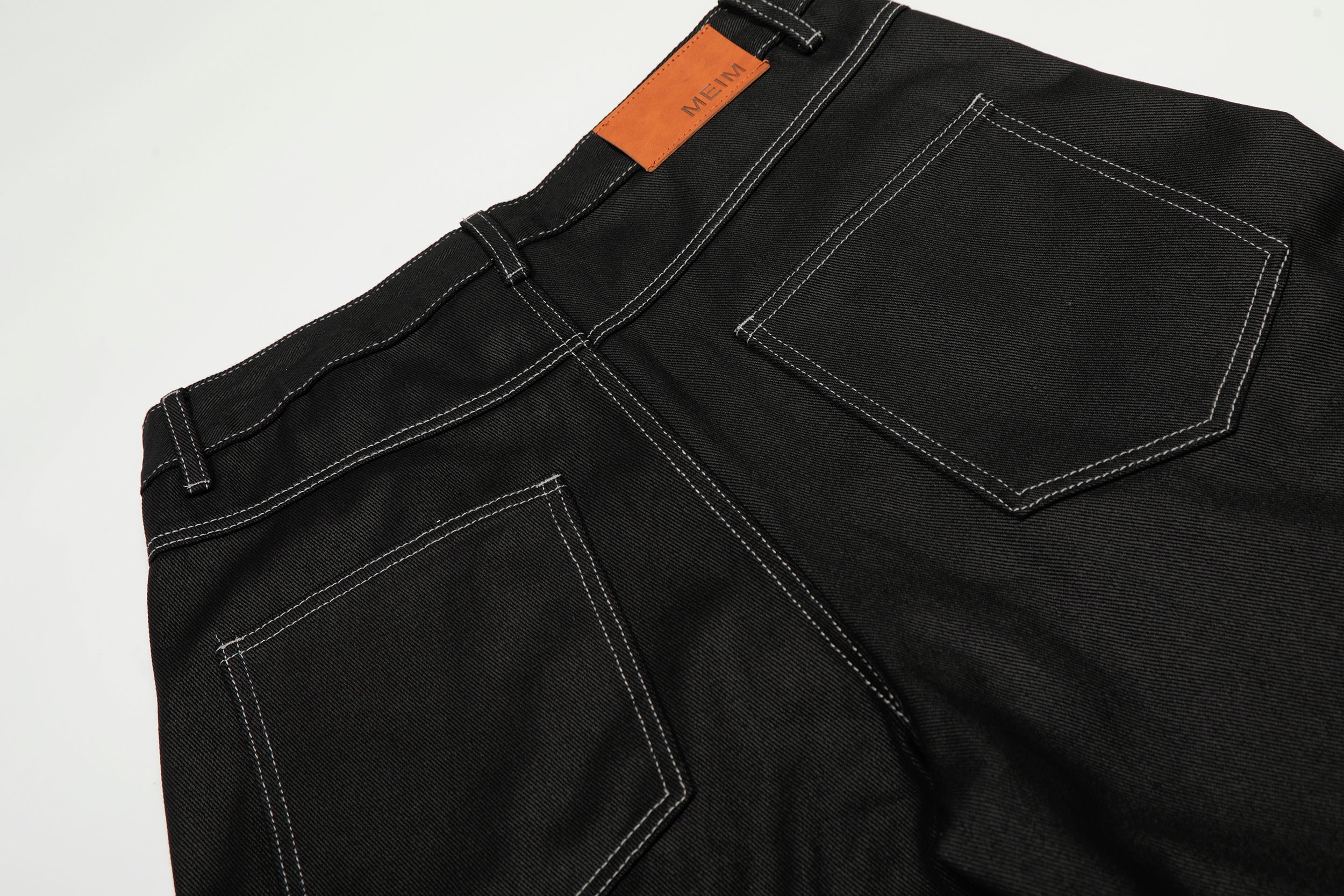 3-6-5.shop Contrast Stitch Wide Denim Pants